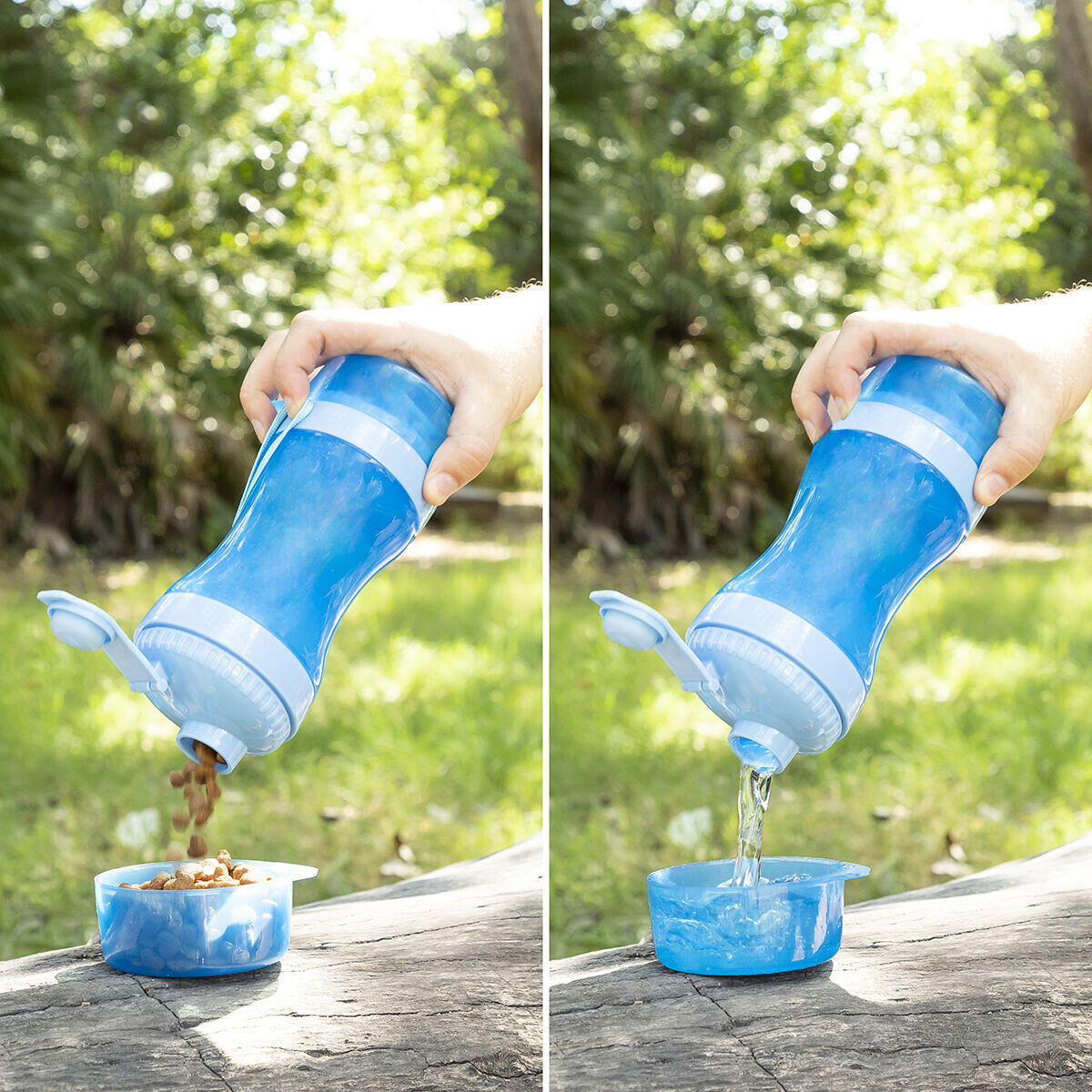 Botella con Depósito de Agua y Comida para Mascotas 2 en 1 - Accesorios para mascotas Mascotonas