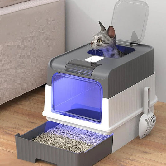 Caja de Arena para Gatos con Luz UVC y Apagado Automático - Accesorios para mascotas Mascotonas