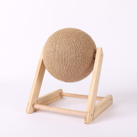 Rascador para Gatos con Bola de Sisal Natural – Juguete Interactivo de Madera para Afilar Garras, Protección de Muebles, Antiestrés, Tres Tamaños (S, M, L) - Accesorios para mascotas Mascotonas